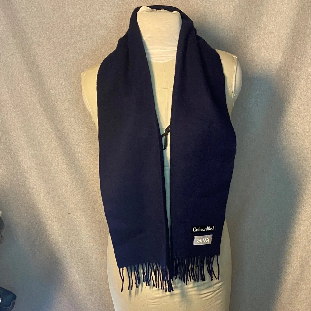 CashmereWool SIVA Navy Blue Scarf.